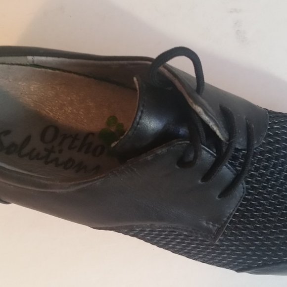 New Women's #1577 black leather +stretch oxford - Picture 2 of 4